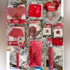 LOTS (over 50 items!) of assorted red Party City decor/costume pieces NWT